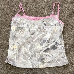 SHEIN Camouflage Cami with Pink Lace Trim